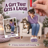 Custom Photo Cat Takes the Chair Acrylic Ornament — Gift inspiration