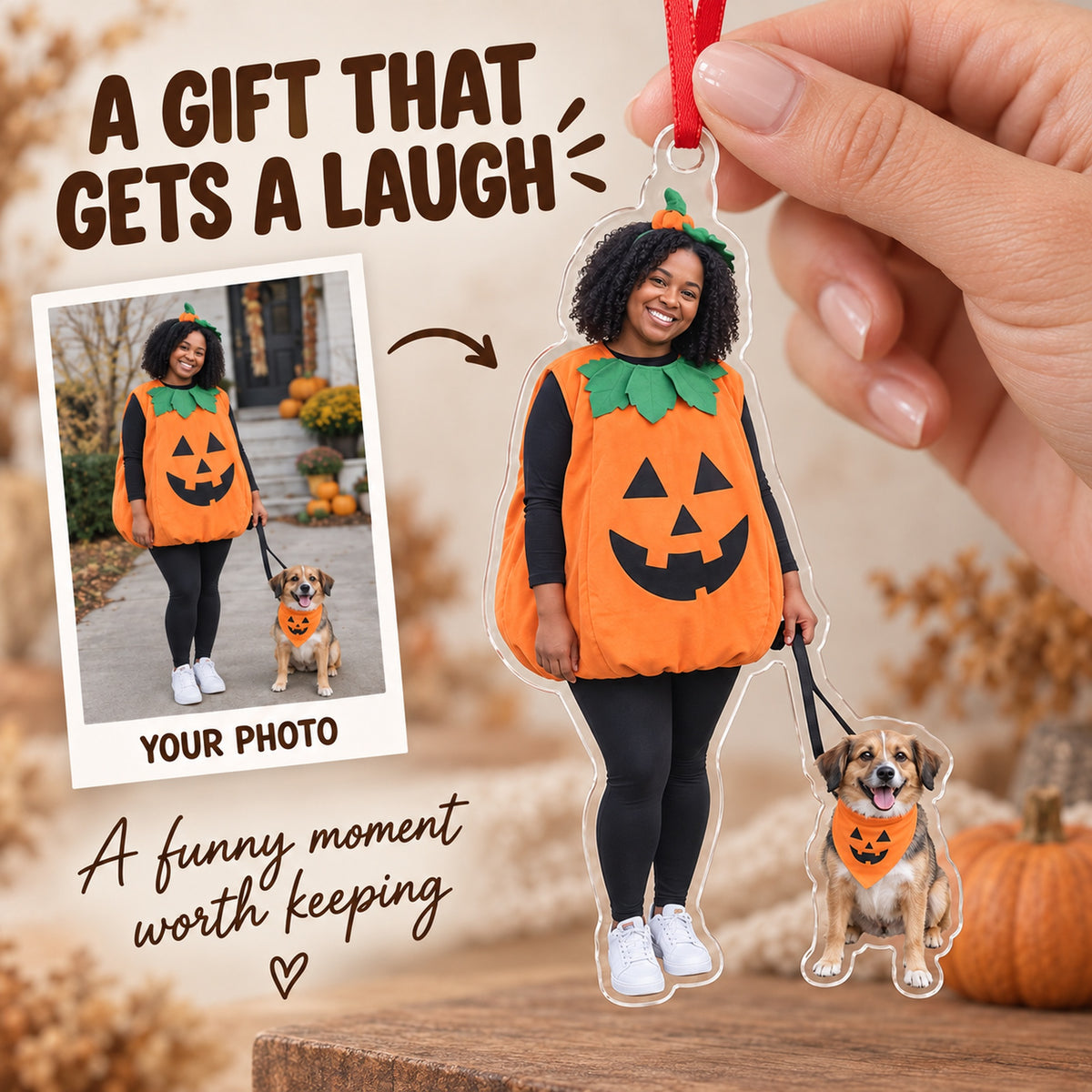 Custom Photo Pet and Owner Costume Acrylic Ornament — Gift inspiration
