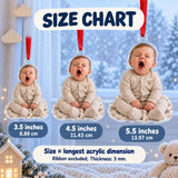 Custom Photo First Christmas Yawn Acrylic Ornament — Size guide