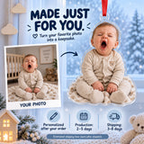 Custom Photo First Christmas Yawn Acrylic Ornament — Production and delivery
