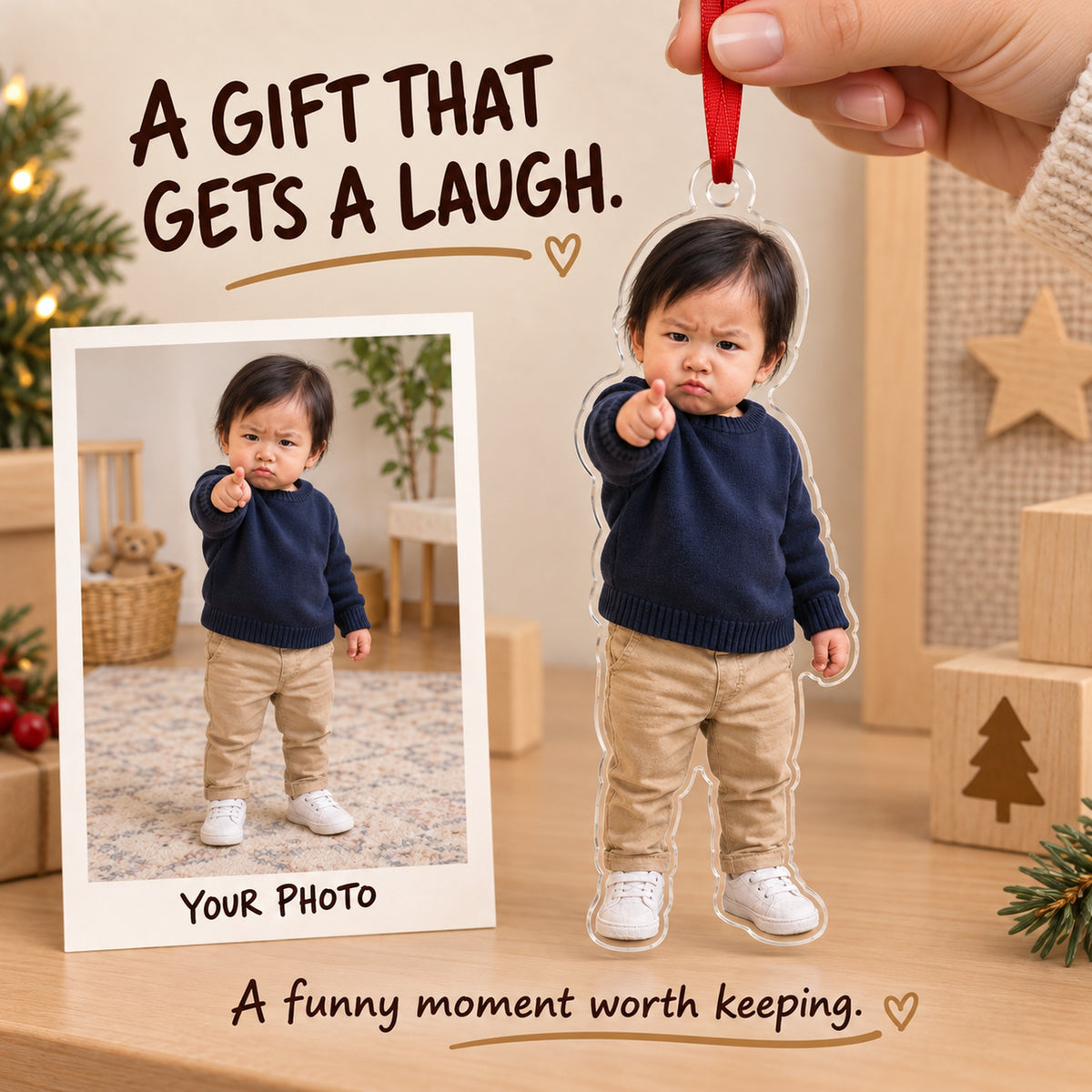 Custom Photo Tiny Boss Point Acrylic Ornament — Gift inspiration