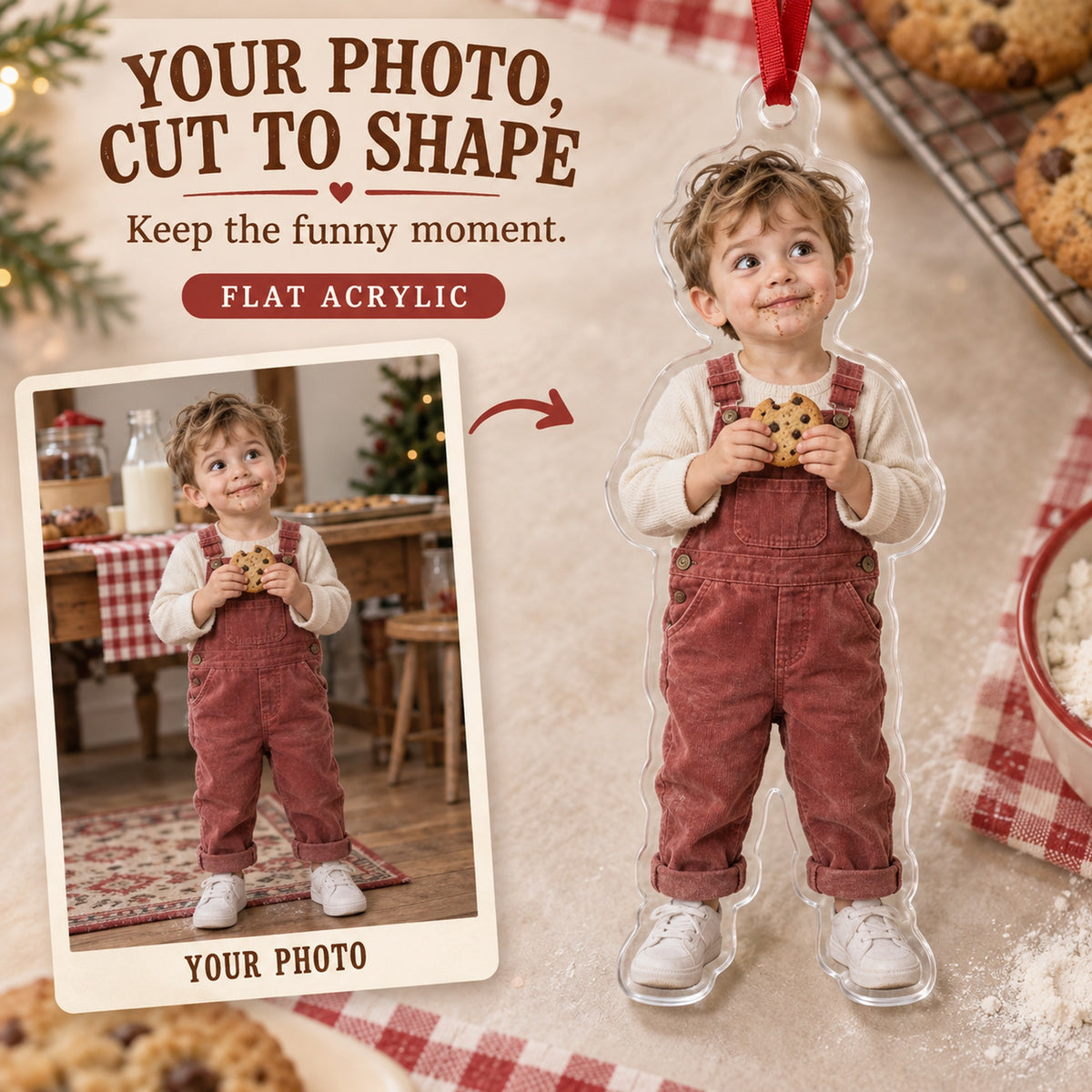 Custom Photo Cookie Caught Acrylic Ornament — Main design