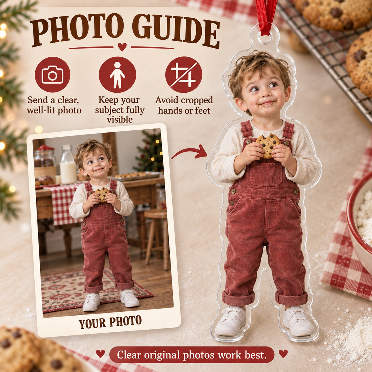 Custom Photo Cookie Caught Acrylic Ornament — Personalization guide