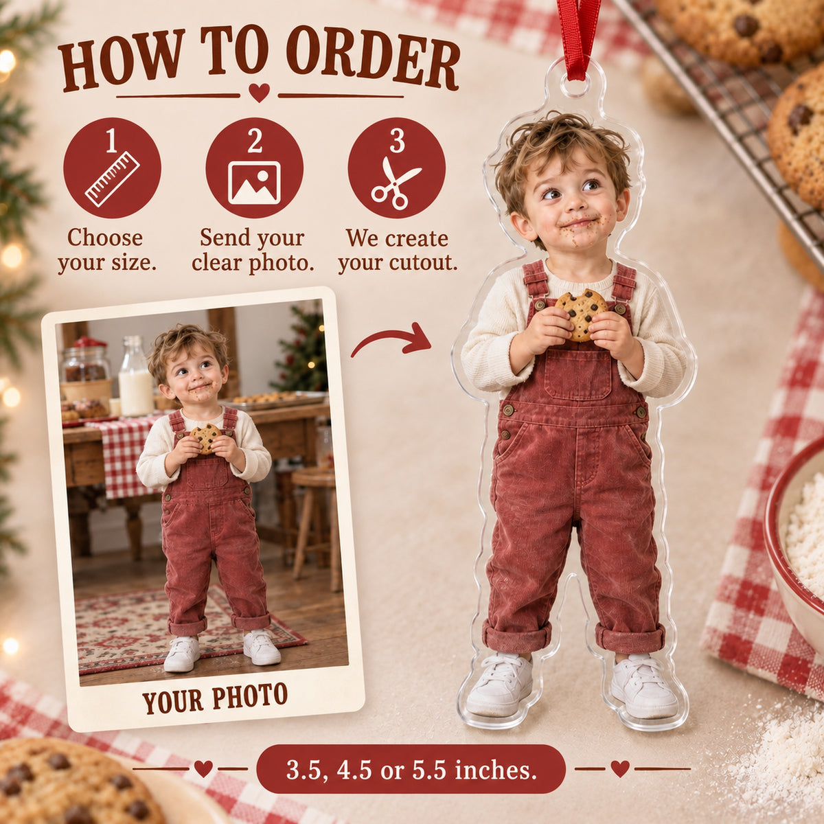 Custom Photo Cookie Caught Acrylic Ornament — How to order