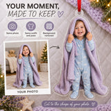 Custom Photo Peekaboo Blanket Acrylic Ornament — Personalization example