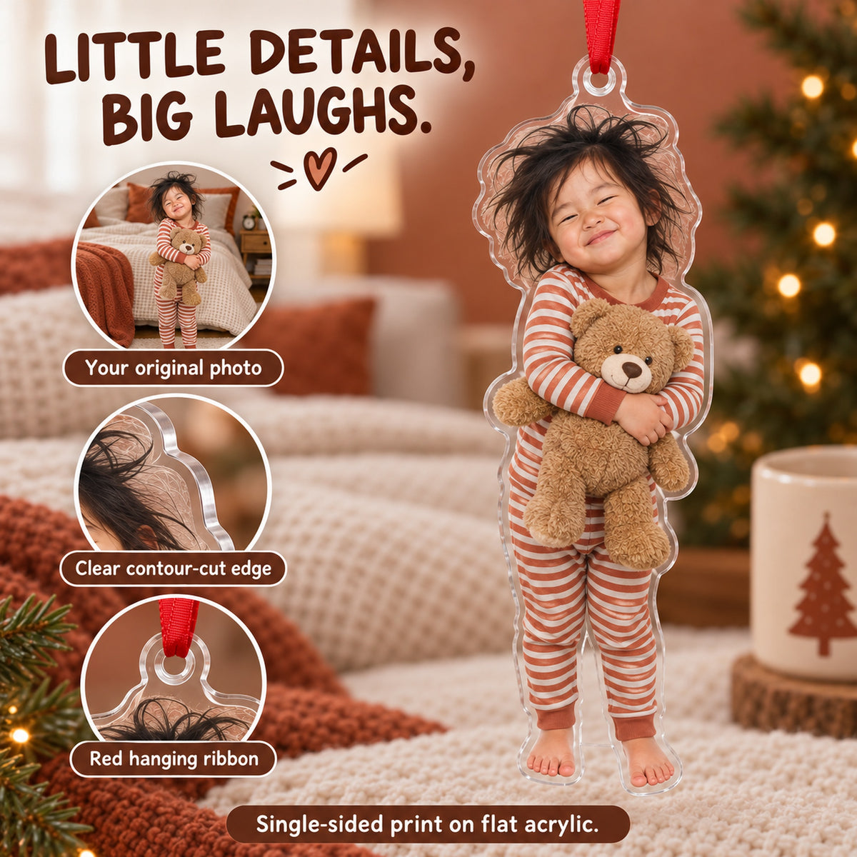 Custom Photo Bedhead Morning Acrylic Ornament — Product details