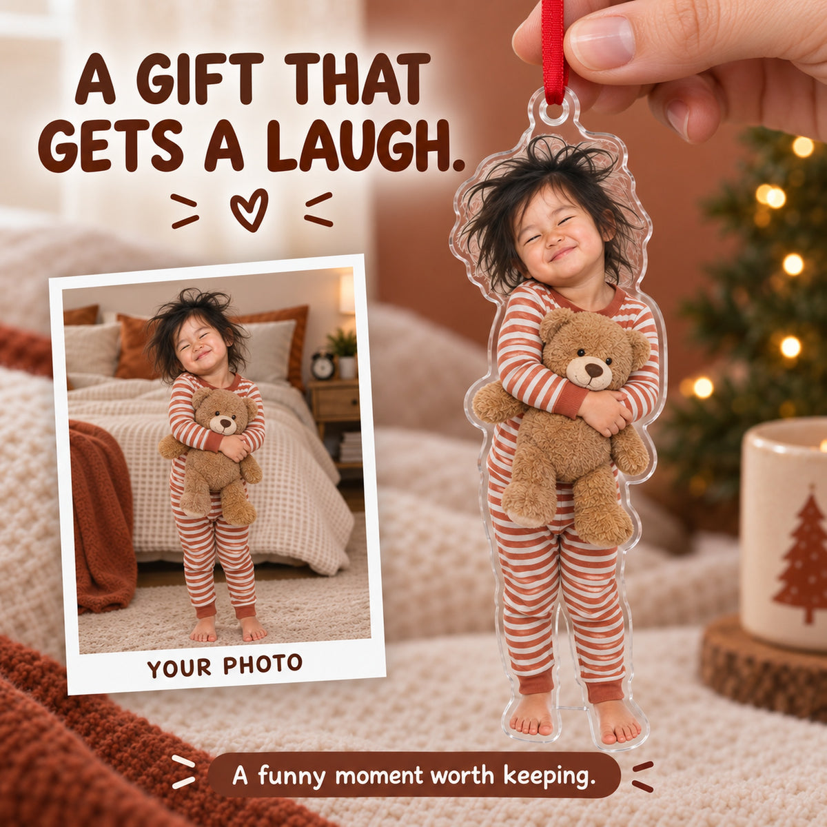 Custom Photo Bedhead Morning Acrylic Ornament — Gift inspiration