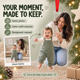 Custom Photo First Steps Ta Da Acrylic Ornament — Personalization example