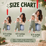 Custom Photo First Steps Ta Da Acrylic Ornament — Size guide