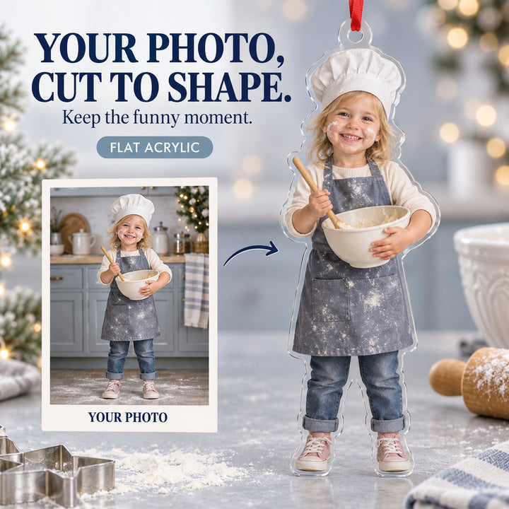 Custom Photo Mini Chef Flour Acrylic Ornament — Main design