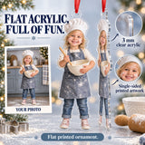 Custom Photo Mini Chef Flour Acrylic Ornament — Flat acrylic material