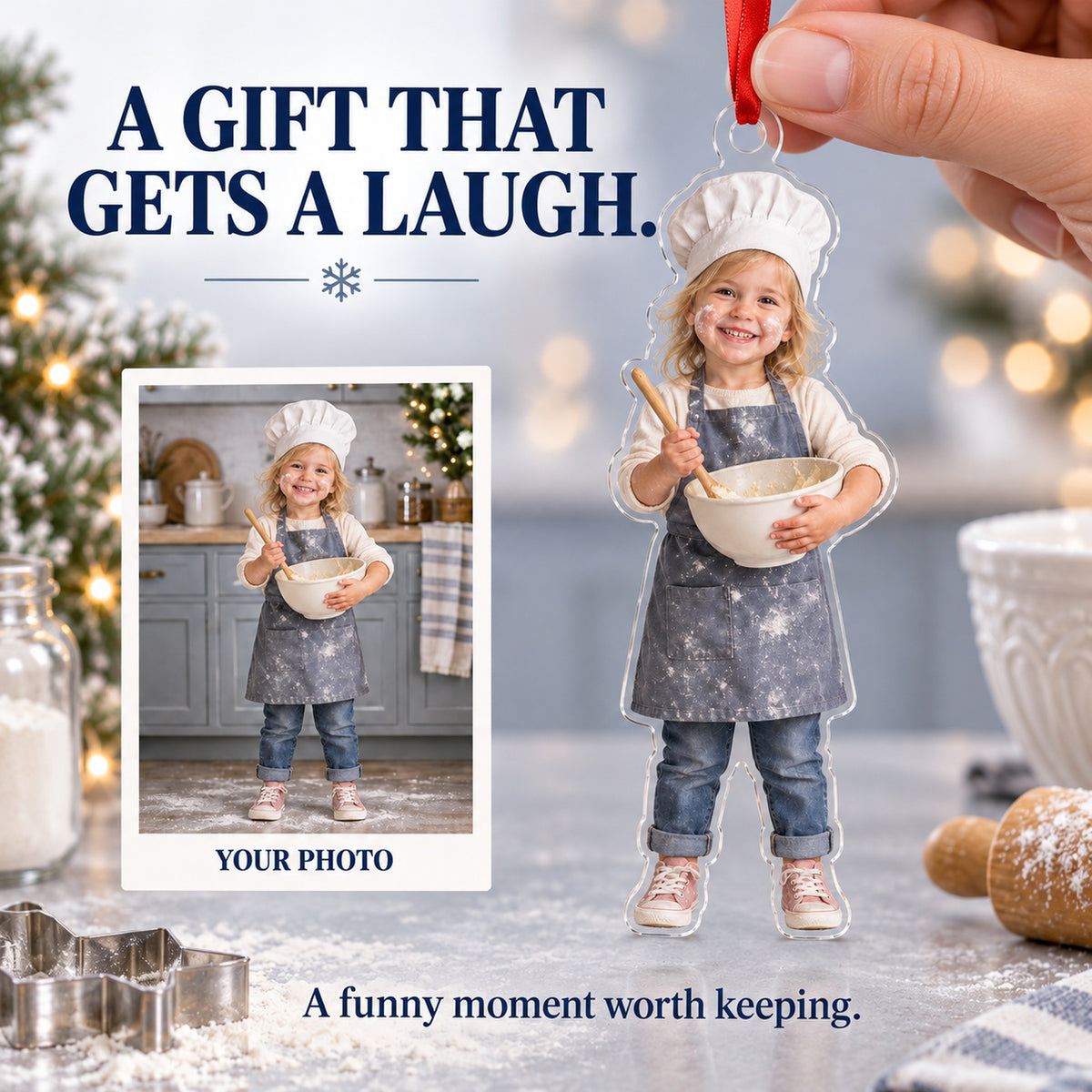 Custom Photo Mini Chef Flour Acrylic Ornament — Gift inspiration