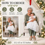 Custom Photo Baptism Sleepy Smile Acrylic Ornament — How to order