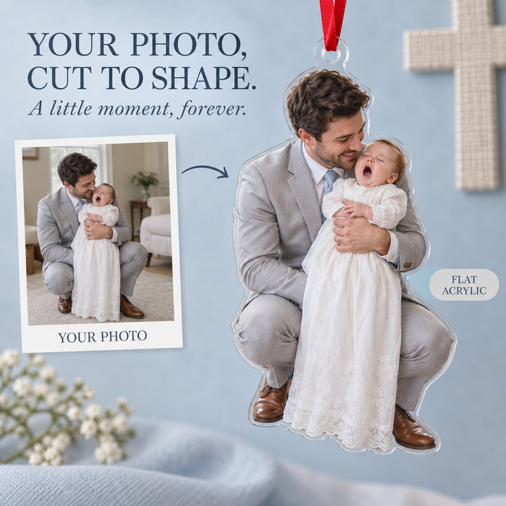 Custom Photo Christening Big Yawn Acrylic Ornament — Main design