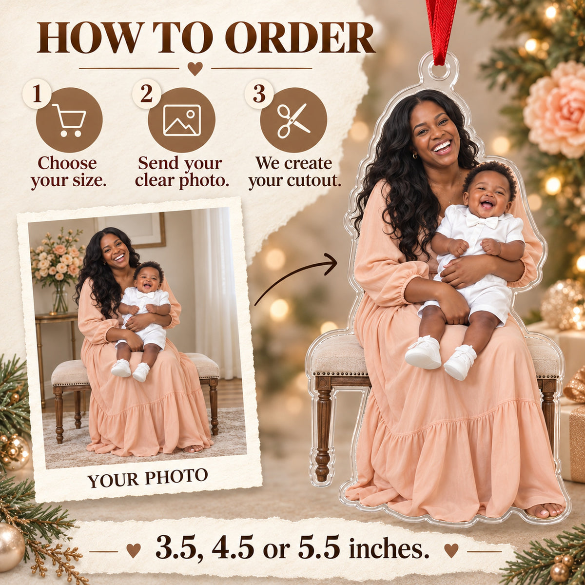 Custom Photo Godparents Giggle Acrylic Ornament — How to order