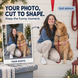 Custom Photo Dog Kiss Photobomb Acrylic Ornament — Main design