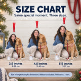 Custom Photo Dog Kiss Photobomb Acrylic Ornament — Size guide