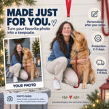 Custom Photo Dog Kiss Photobomb Acrylic Ornament — Production and delivery