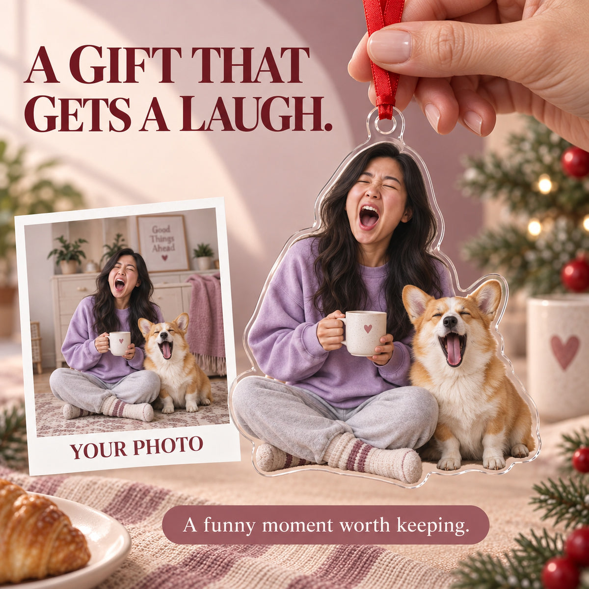 Custom Photo Matching Yawns Acrylic Ornament — Gift inspiration