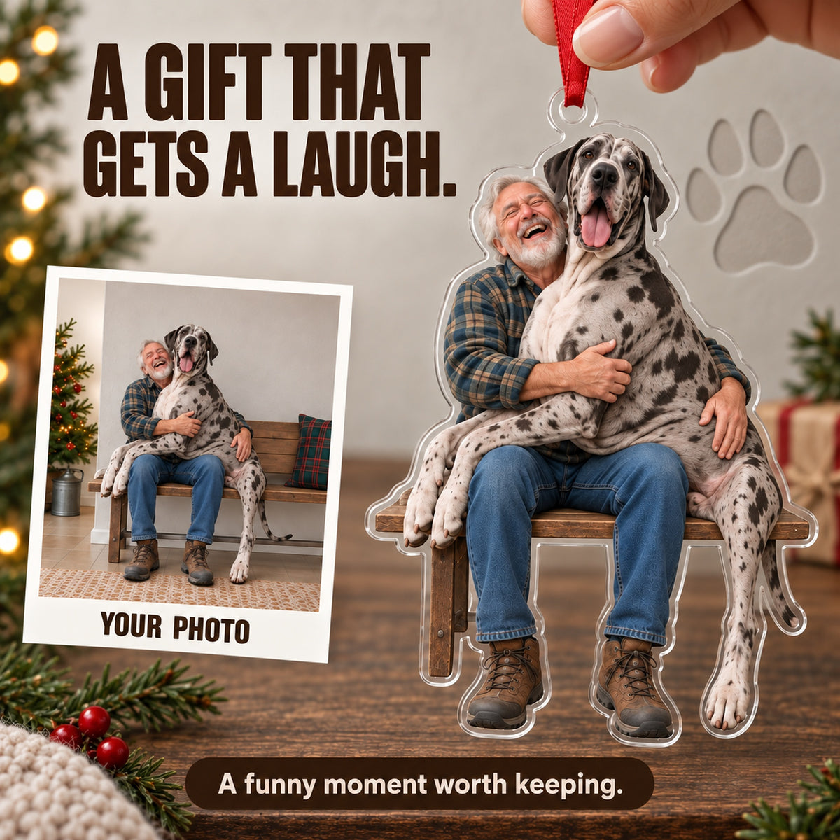 Custom Photo Great Dane Lap Dog Acrylic Ornament — Gift inspiration