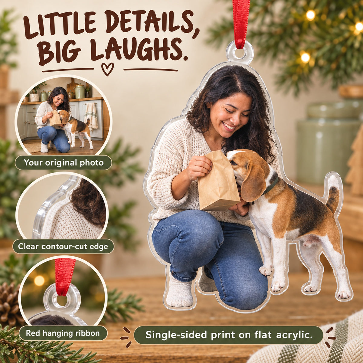 Custom Photo Treat Bag Inspector Acrylic Ornament — Product details