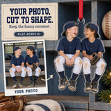 Custom Photo Baseball Dugout Giggles Acrylic Ornament — Main design