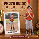 Custom Photo Baseball Tiny Trophy Acrylic Ornament — Personalization guide