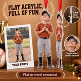 Custom Photo Baseball Tiny Trophy Acrylic Ornament — Flat acrylic material