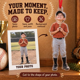 Custom Photo Baseball Tiny Trophy Acrylic Ornament — Personalization example