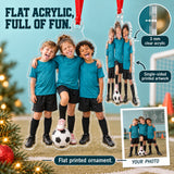 Custom Photo Soccer Team Silly Pose Acrylic Ornament — Flat acrylic material