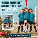 Custom Photo Soccer Team Silly Pose Acrylic Ornament — Personalization example