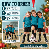 Custom Photo Soccer Team Silly Pose Acrylic Ornament — How to order