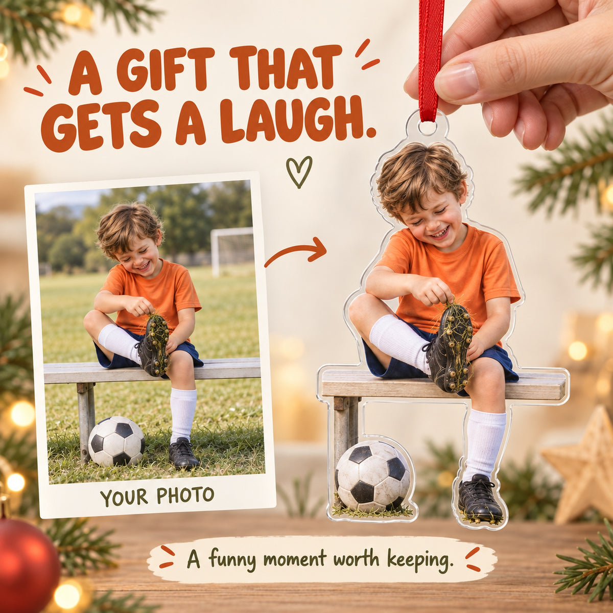 Custom Photo Soccer Shoe Surprise Acrylic Ornament — Gift inspiration