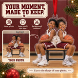 Custom Photo Basketball Bench Laughs Acrylic Ornament — Personalization example