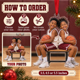 Custom Photo Basketball Bench Laughs Acrylic Ornament — How to order
