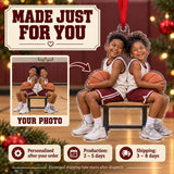 Custom Photo Basketball Bench Laughs Acrylic Ornament — Production and delivery