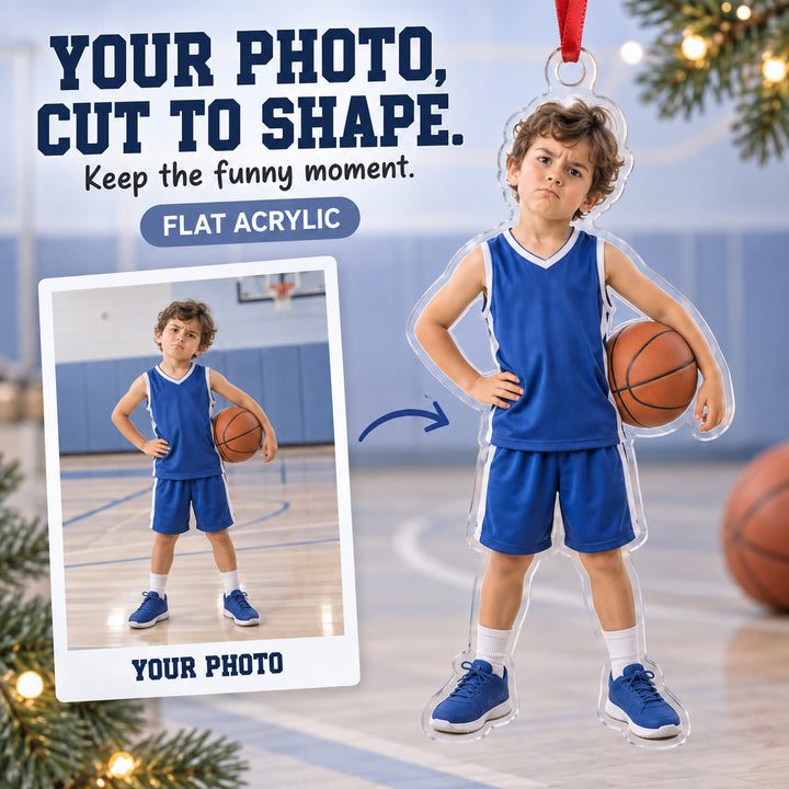 Custom Photo Basketball Mini Coach Acrylic Ornament — Main design