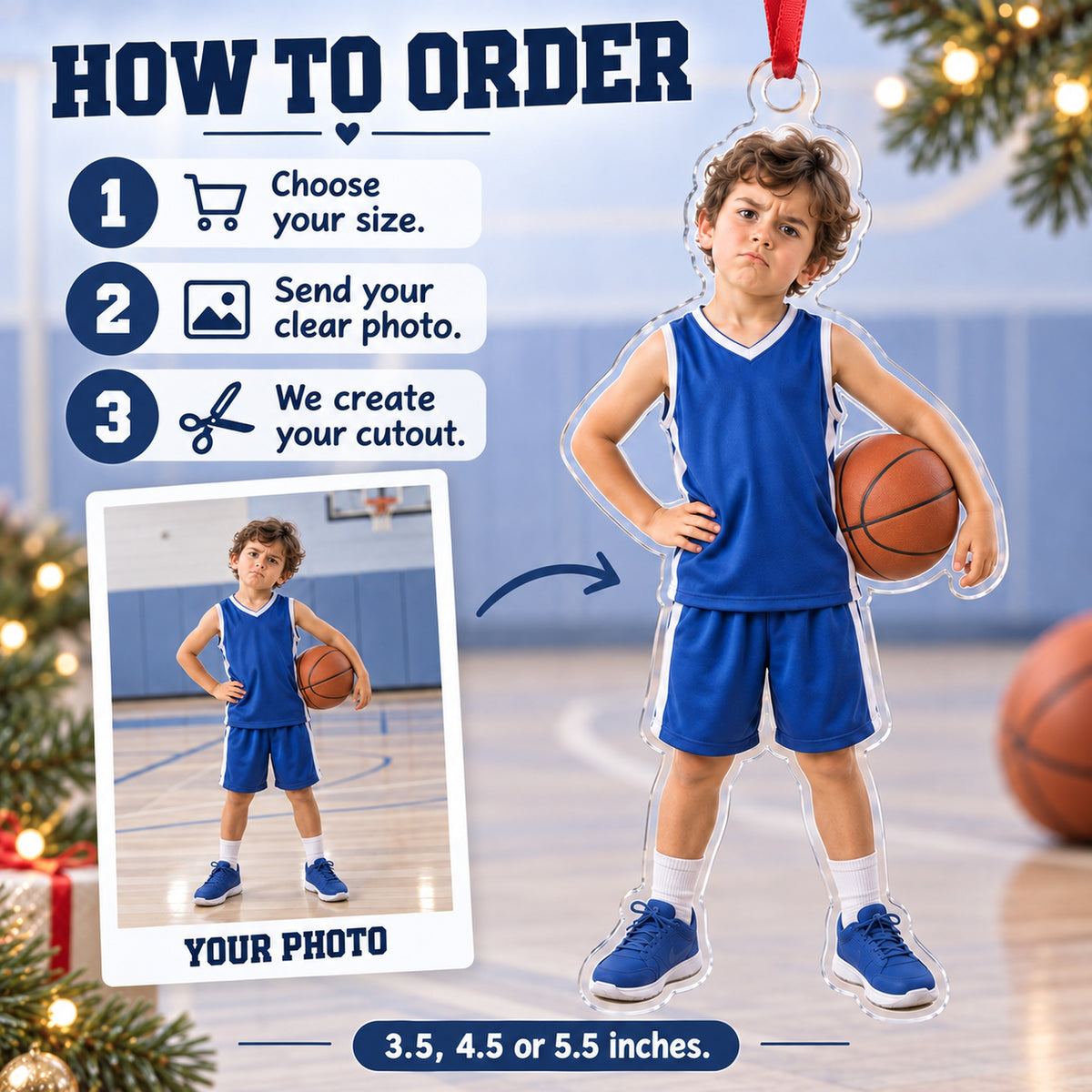 Custom Photo Basketball Mini Coach Acrylic Ornament — How to order