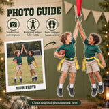 Custom Photo Flag Football High Five Acrylic Ornament — Personalization guide