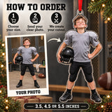 Custom Photo Football Pads Too Big Acrylic Ornament — How to order