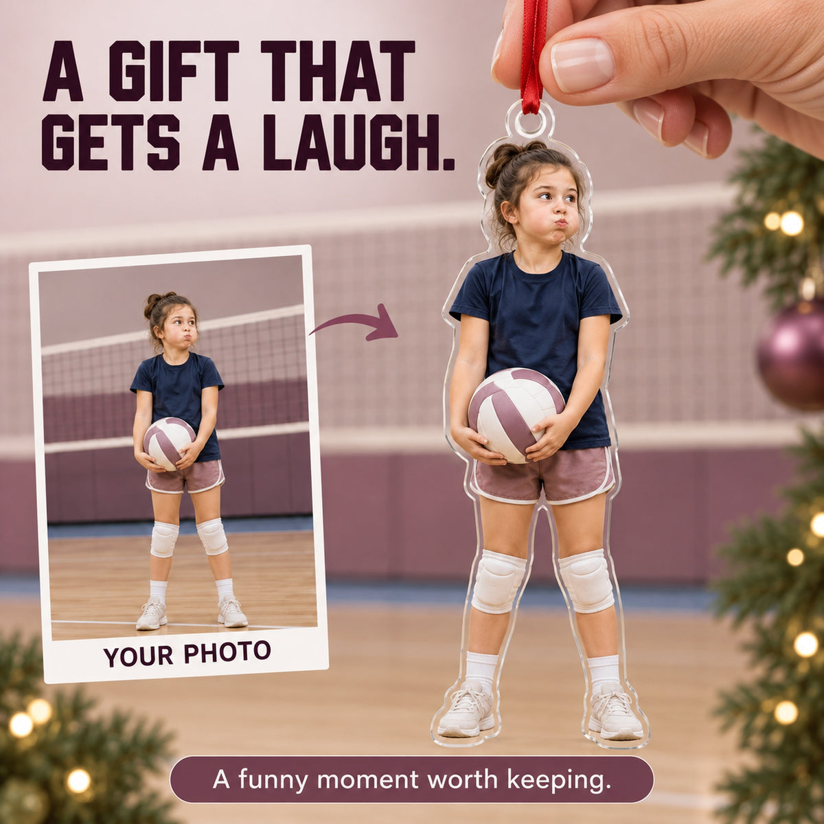Custom Photo Volleyball Serve Face Acrylic Ornament — Gift inspiration