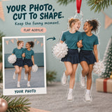 Custom Photo Cheer Practice Giggles Acrylic Ornament — Main design