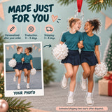 Custom Photo Cheer Practice Giggles Acrylic Ornament — Production and delivery