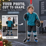 Custom Photo Hockey Helmet Hair Acrylic Ornament — Main design