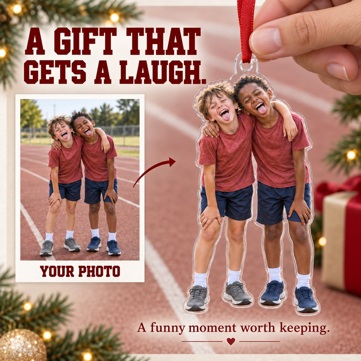 Custom Photo Track Finish Smile Acrylic Ornament — Gift inspiration