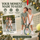 Custom Photo Tennis Doubles Giggles Acrylic Ornament — Personalization example