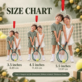 Custom Photo Tennis Doubles Giggles Acrylic Ornament — Size guide