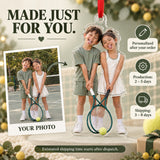 Custom Photo Tennis Doubles Giggles Acrylic Ornament — Production and delivery