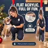 Custom Photo Police Puppy Partner Acrylic Ornament — Flat acrylic material