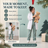 Custom Photo Doctor Teddy Checkup Acrylic Ornament — Personalization example